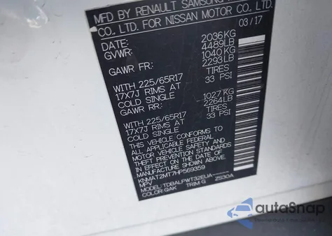 2017 Nissan Rogue S from USA, damaged, VIN KNMAT2MT7HP569359